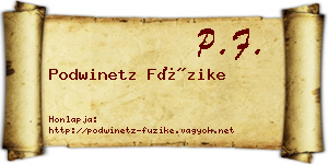 Podwinetz Füzike névjegykártya